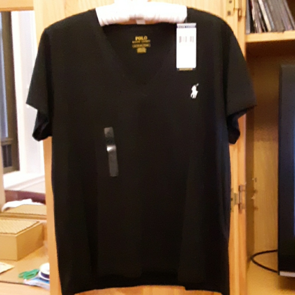NWT Polo by RL v neck shirt XL Black
